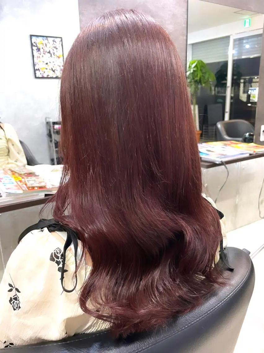 セミロング カラー ブラウンカラー ピンクカラー ピンクブラウン カット ヘアカラー エガワ ミヤビのヘアスタイル