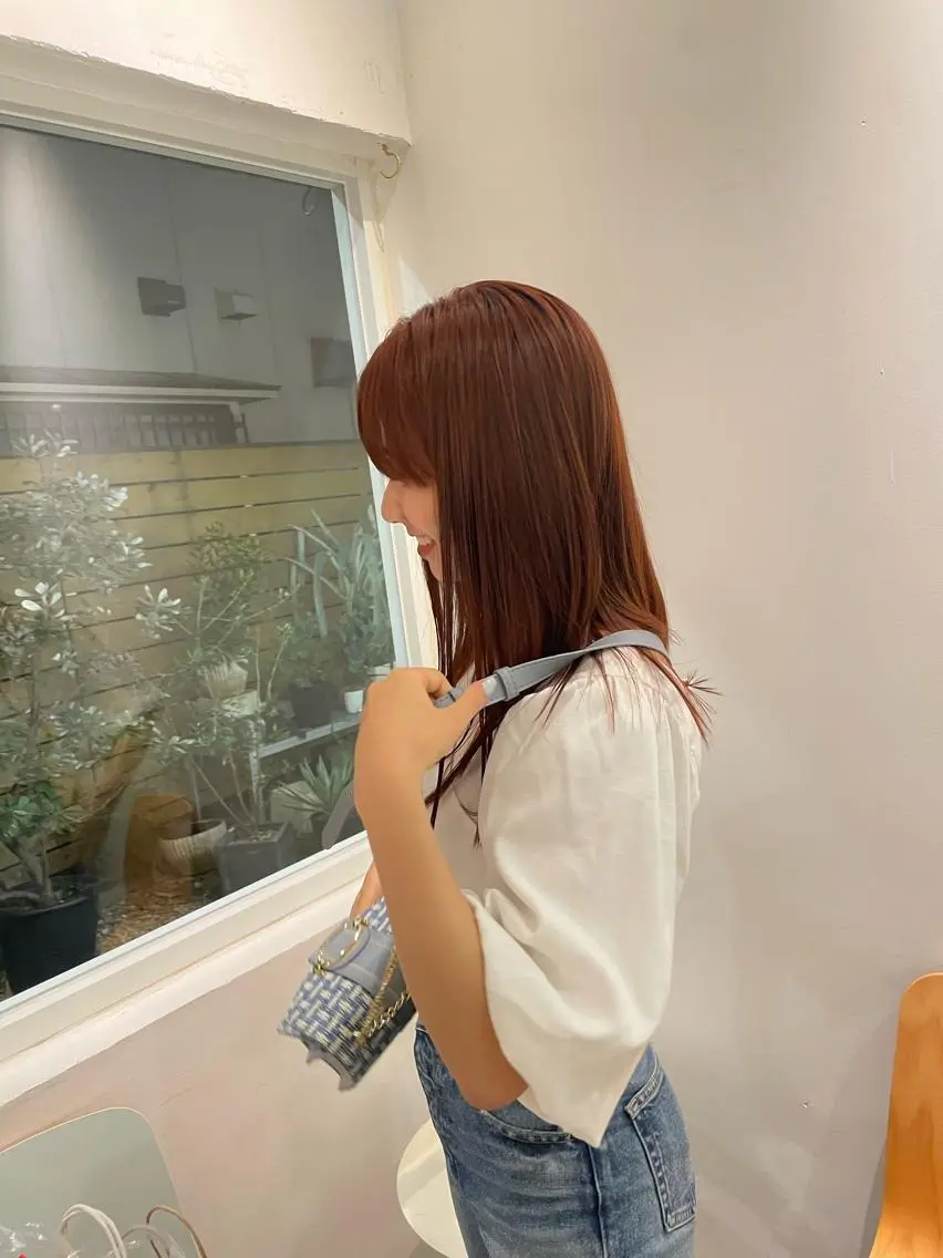 ロング カラー ブラウンカラー オレンジ オレンジブラウン HITOMI 福岡パーマのヘアスタイル