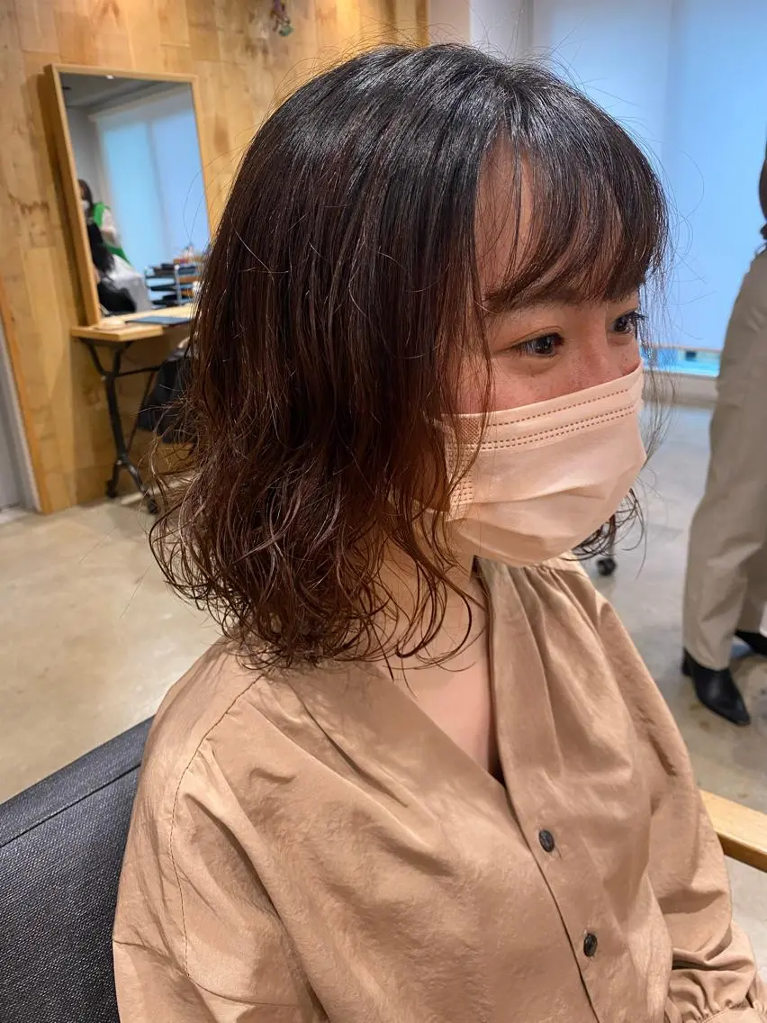 ミディアム パーマ ミディアムパーマ デジタルパーマ レイヤー/大人ボブ 渡邉【日吉美容室】のヘアスタイル
