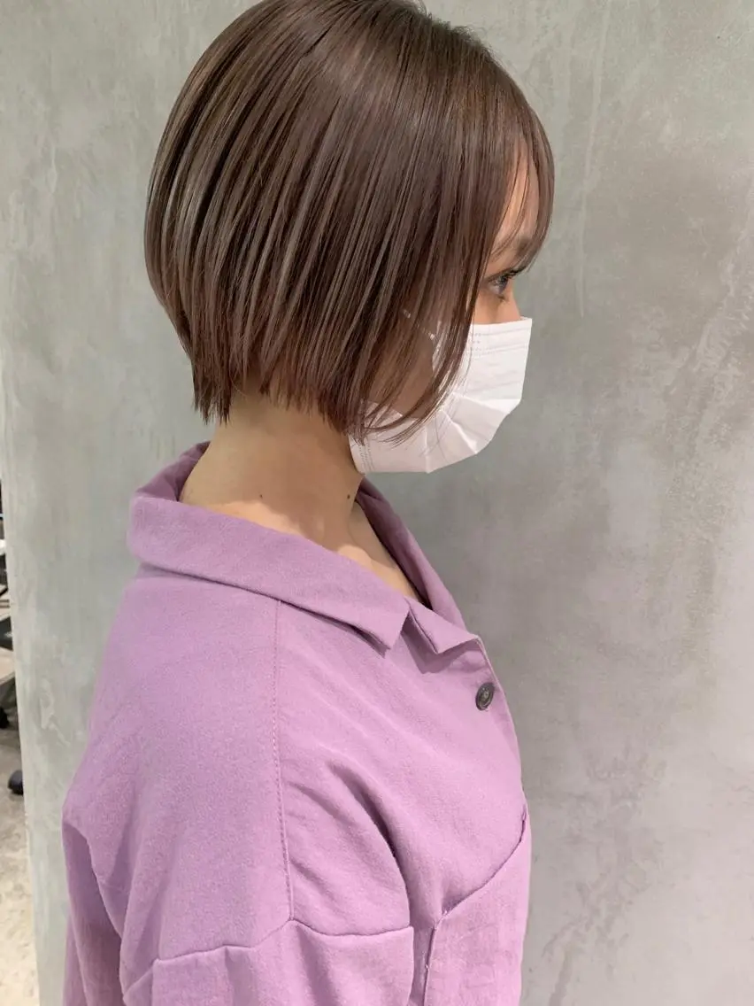 ショート カラー ショートボブ ブリーチ 透明感カラー グレージュ ラベンダーカラー カット ヘアカラー トリートメント 艶ハイトーン/ヘア アレンジAYAKAのヘアスタイル
