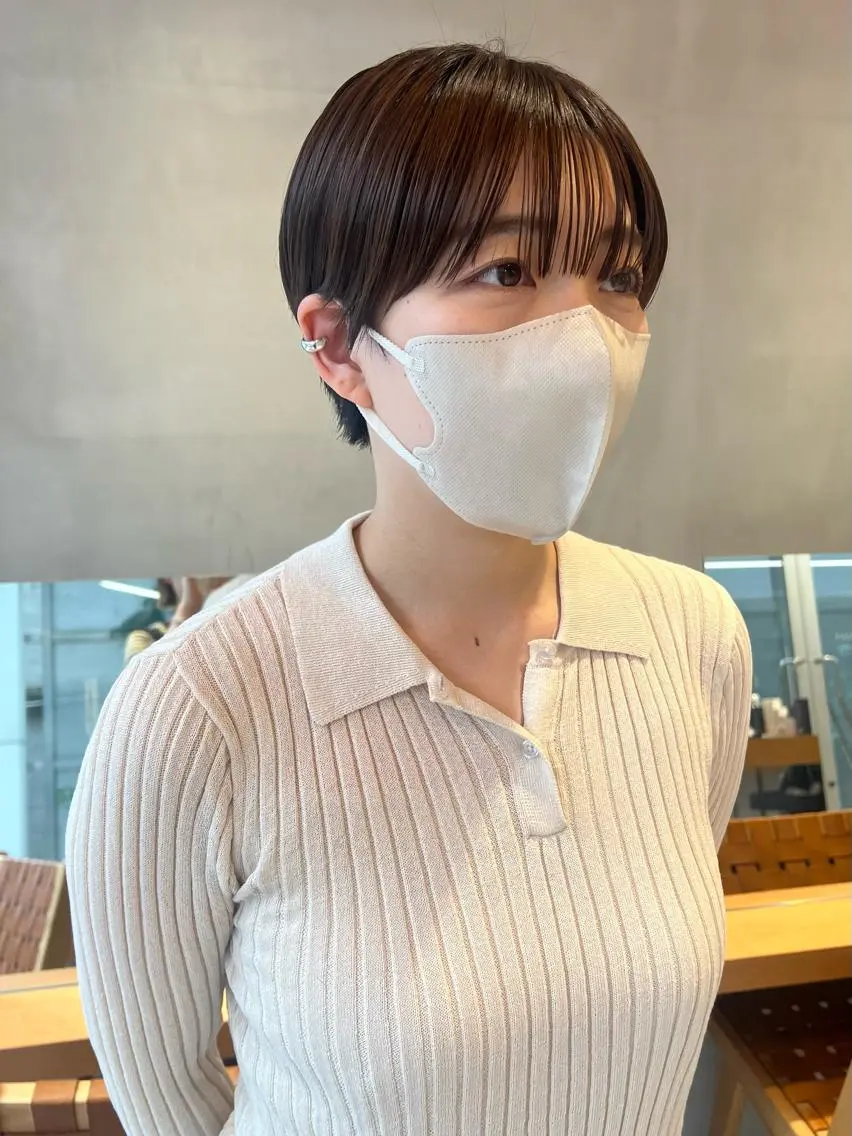 ショート 縮毛矯正ボブ&顔まわ レイヤー♡TOMOEのヘアスタイル