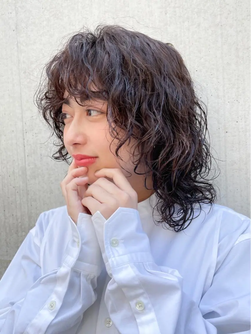 ミディアム パーマ 髪質改善 縮毛矯正/ レイヤー/銀座/本木のヘアスタイル