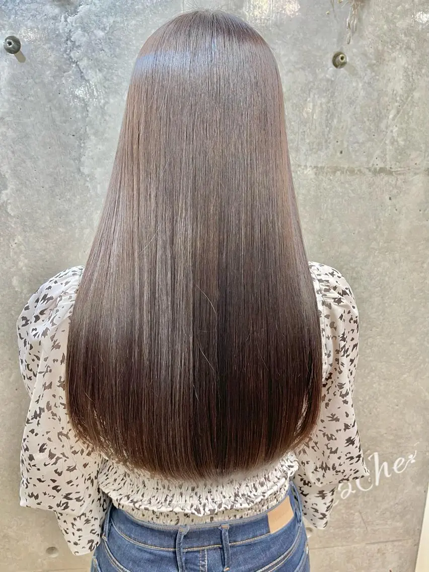 ロング 酸性ストレート カット 縮毛矯正 及川 光のヘアスタイル