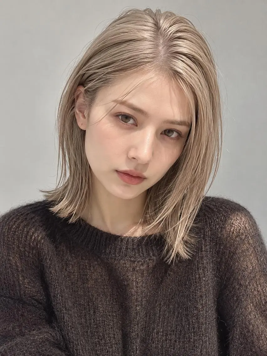 ミディアム カラー ブリーチ ケアブリーチ 透明感カラー ダブルカラー イヤリングカラー カット ヘアカラー "オトナ髪”/ LAKA TOCCAのヘアスタイル