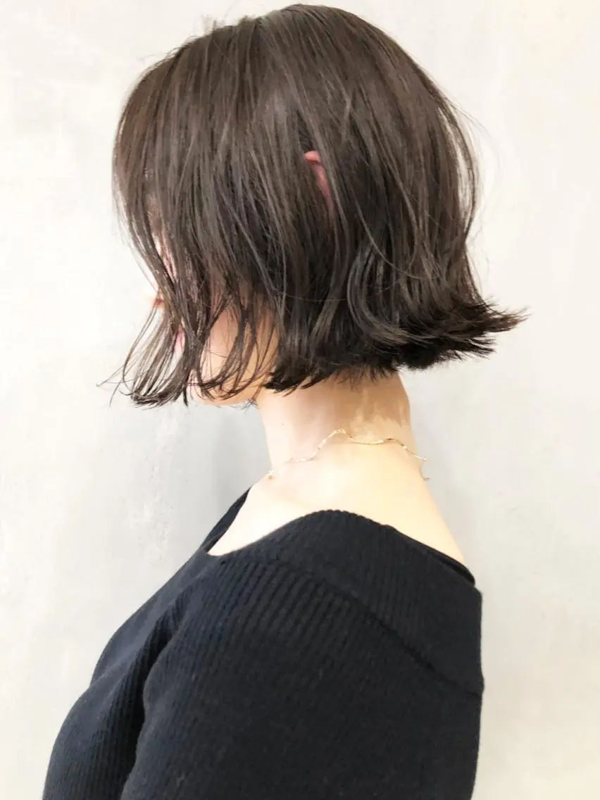 ミディアム カラー パーマ ヘアアレンジ グレージュ ボブ ITbyALBUM 中野店のヘアスタイル