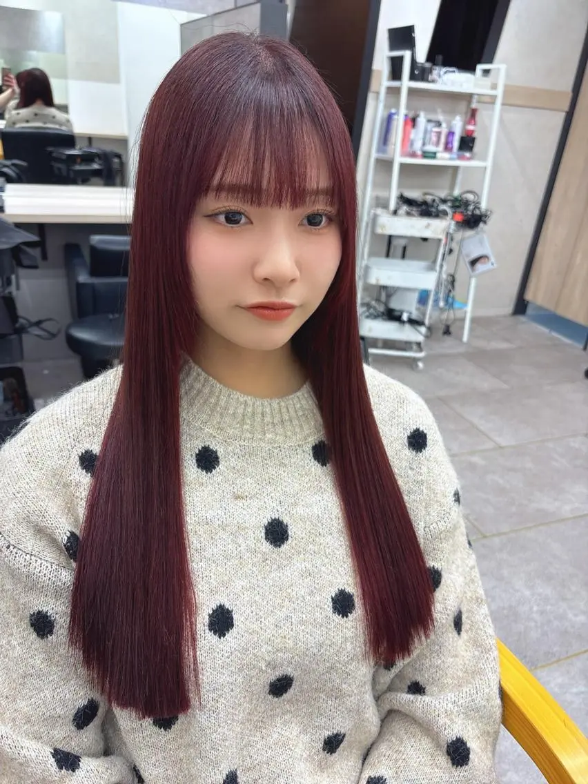 ロング カラー カット ヘアカラー トリートメント lafit ラフィット 下大利のヘアスタイル