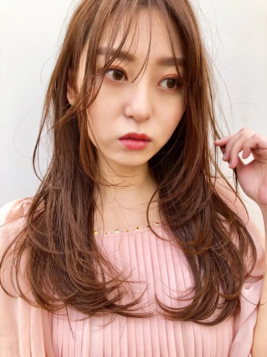 ロング カラー レイヤーカット シースルーバング 似合わせレイヤー 🇰🇷荒木洋文のヘアスタイル