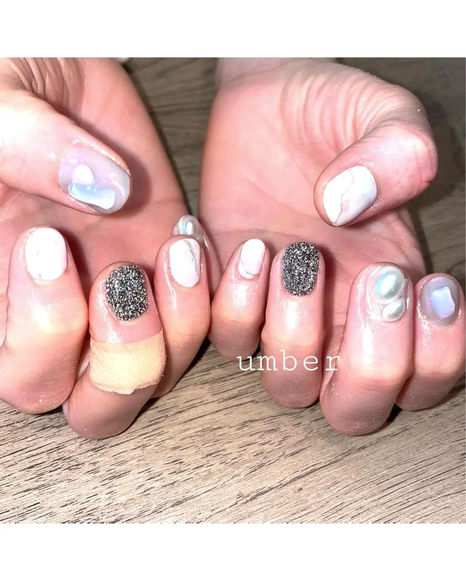 ネイル クリアネイル フラッシュネイル フットネイル フレンチネイル マグネットネイル ハンドネイル umber 三茶1分のネイルデザイン