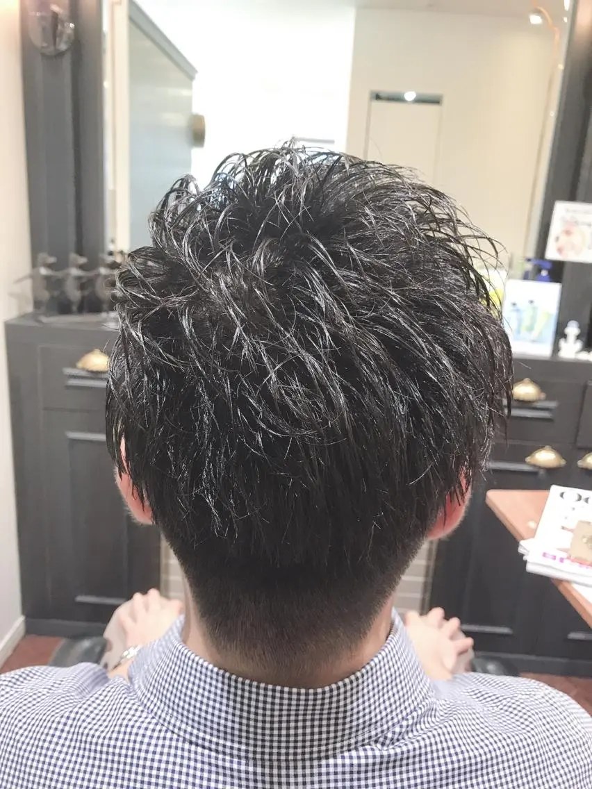 ショート パーマ メンズ カット パーマ アザマ　ヤスカツ _rosso 川口のヘアスタイル