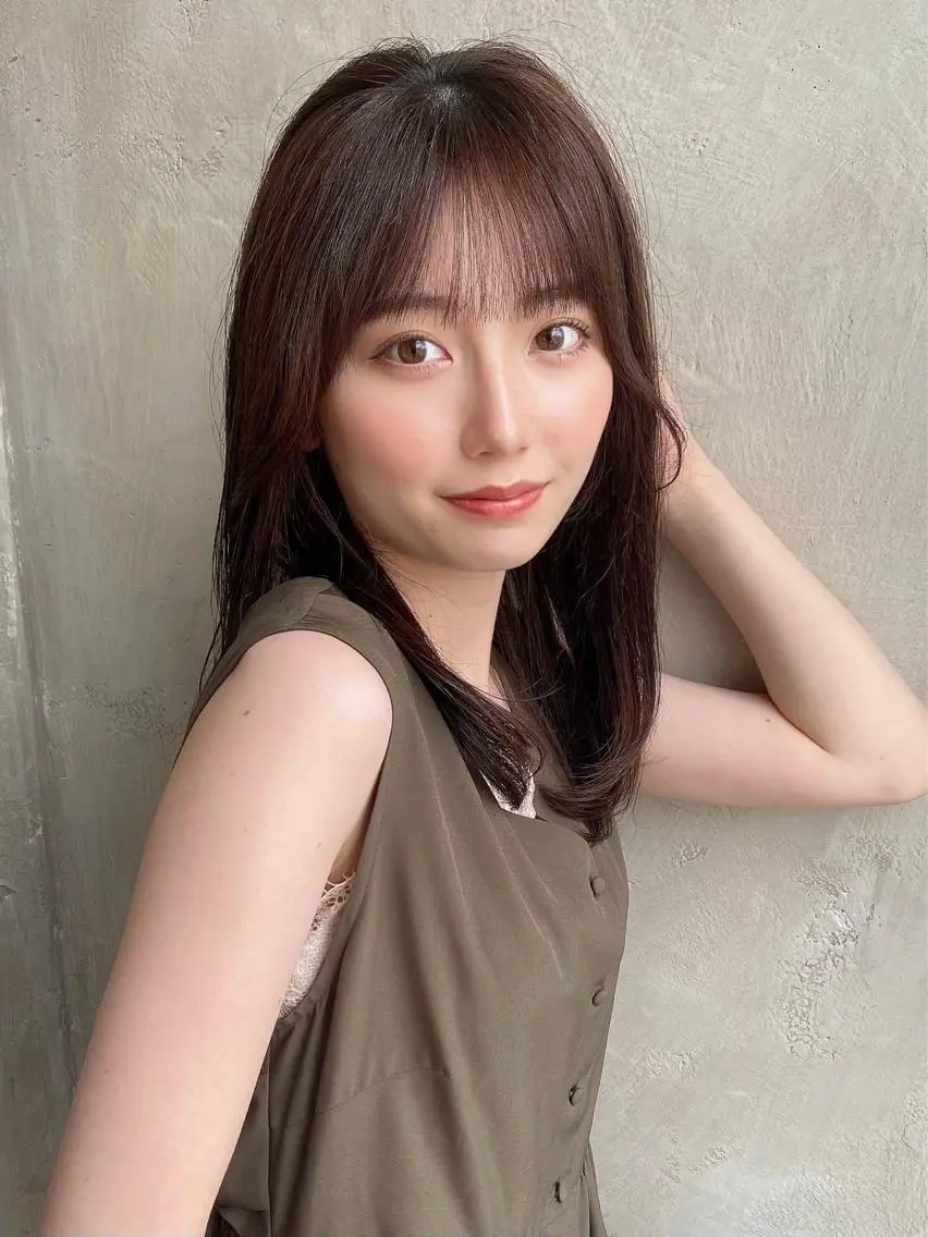 セミロング カラー セミロングパーマ ベージュカラー ブラウンカラー ブラウンベージュ 髪質改善 顔周り/くびれヘア 韓国ヘア💕風間るなのヘアスタイル