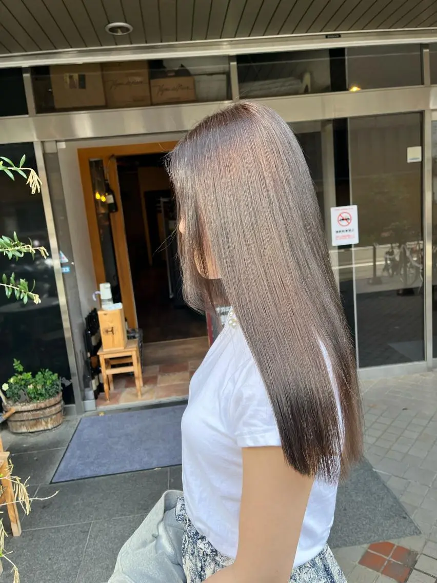ロング カラー 透明感カラー グレージュ HIYOSHI　✂︎ 艶髪職人のヘアスタイル