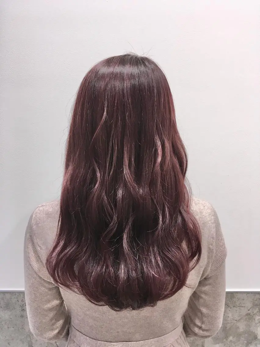 ロング カラー ベージュカラー ピンクカラー ピンクベージュ ヘアカラー トリートメント ヘッドスパ ヘアセット yoshi ☆のヘアスタイル
