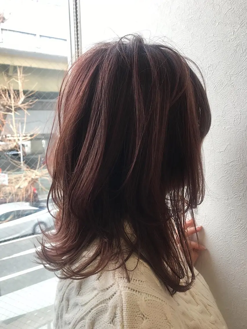 セミロング カラー ベージュカラー ピンクカラー ピンクベージュ ヘアカラー 柴田 祐輔のヘアスタイル