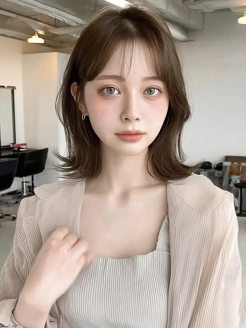 ミディアム 髪質改善 縮毛矯正 トリートメント 酸熱トリートメント カット ヘアカラー 髪質改善/艶カラー /透明感/石田桃子のヘアスタイル