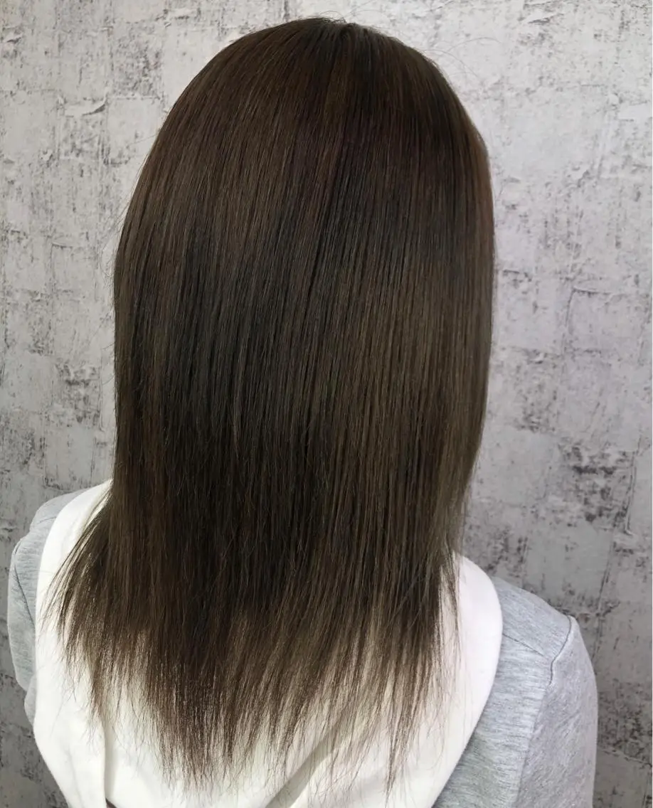 ミディアム カラー ブリーチ ダブルカラー イルミナカラー 小顔レイヤー/ ベージュ🤍Rieのヘアスタイル