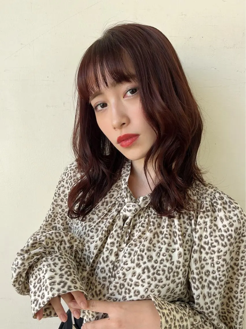 ミディアム カラー パーマ 瀧上 菜津美のヘアスタイル