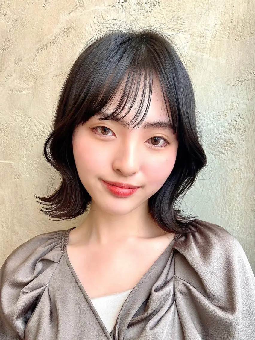 ミディアム カラー パーマ ヘアアレンジ ボブ くびれヘア 韓国風ヘア 似合わせカット 🌈小顔似合わせ SHIHO🌈のヘアスタイル