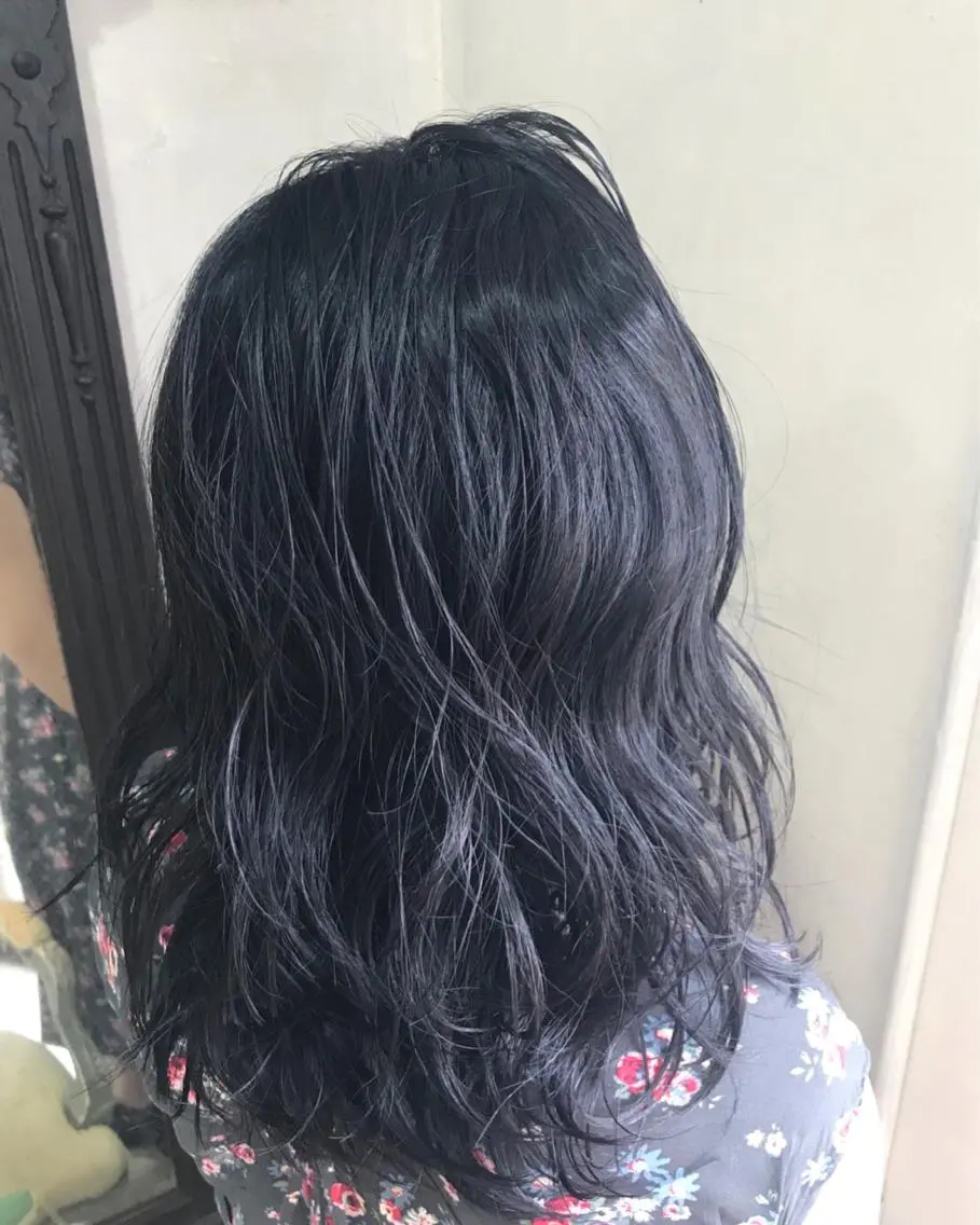 セミロング カラー 黒髪 ブルーカラー ブルーブラック 透明感カラー バイオレットカラー ヘアカラー トリートメント ヘッドスパ ヘアセット 大宮/山口 竣也のヘアスタイル