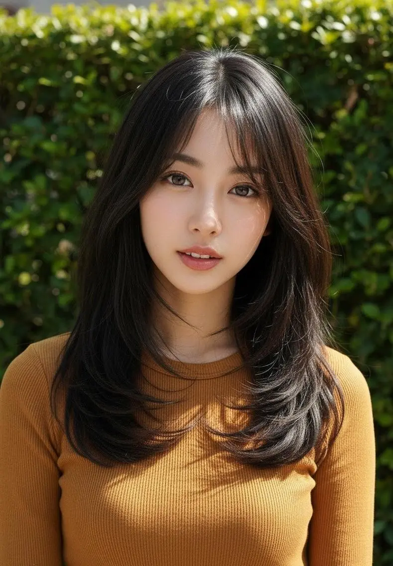 セミロング カラー パーマ 透明感カラー レイヤーカット ニュアンスパーマ カット パーマ 縮毛矯正 トリートメント ヘアセット さく/髪質改善× 縮毛矯正/町田のヘアスタイル