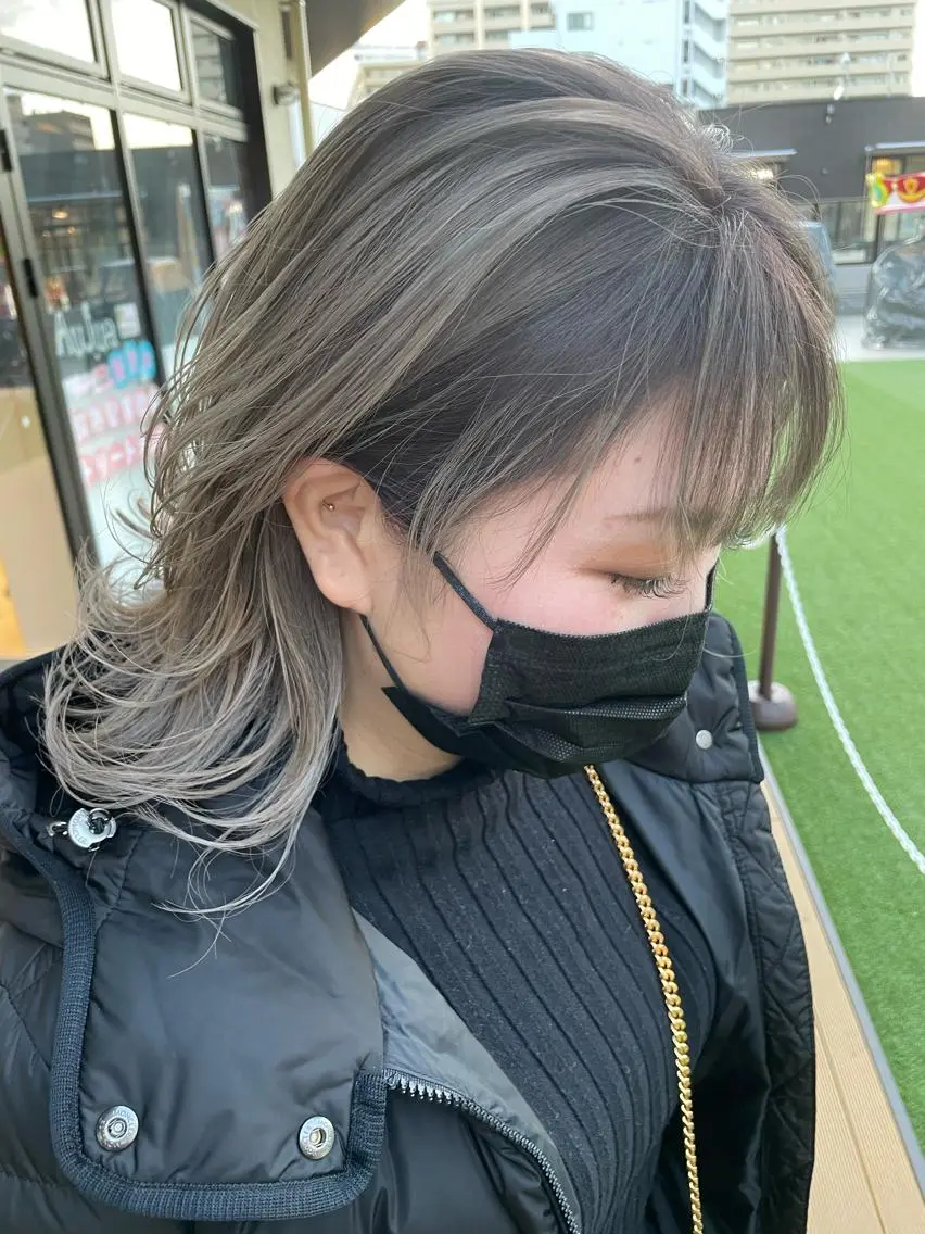 ミディアム カラー バレイヤージュ ダブルカラー レイヤーカット メンズヘア特化 崎田 成人のヘアスタイル