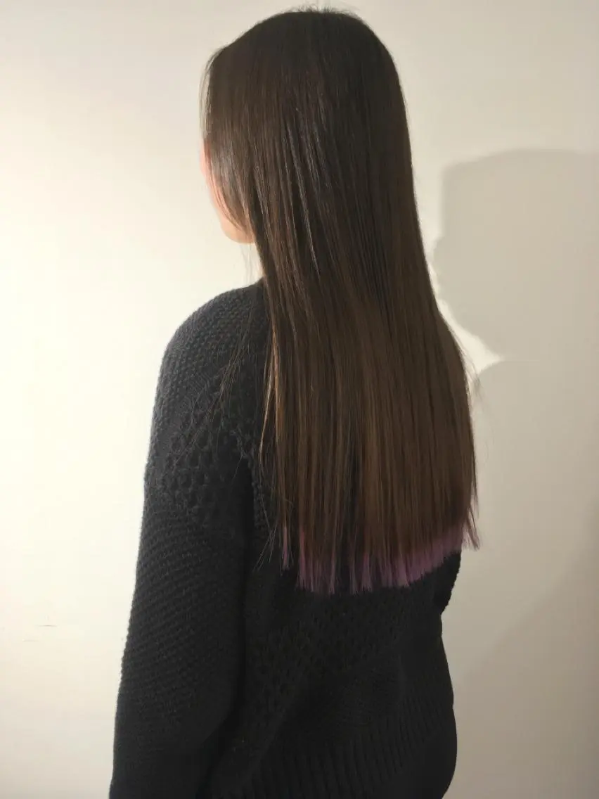 セミロング パープルカラー ヘアカラー ヨナイ チヒロのヘアスタイル