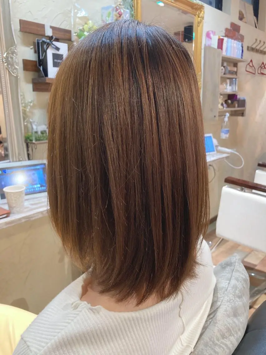 セミロング 縮毛矯正 トリートメント 🌈20年目突入🎉 山口のヘアスタイル