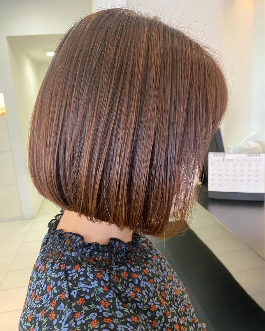 ミディアム ボブ カット ヘアカラー トリートメント 【骨格診断】佃 知南のヘアスタイル