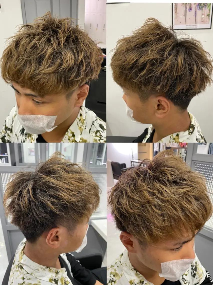 ショート カラー パーマ ヘアアレンジ メンズ 🔥メンズパーマ 特化 渡辺一翔のヘアスタイル