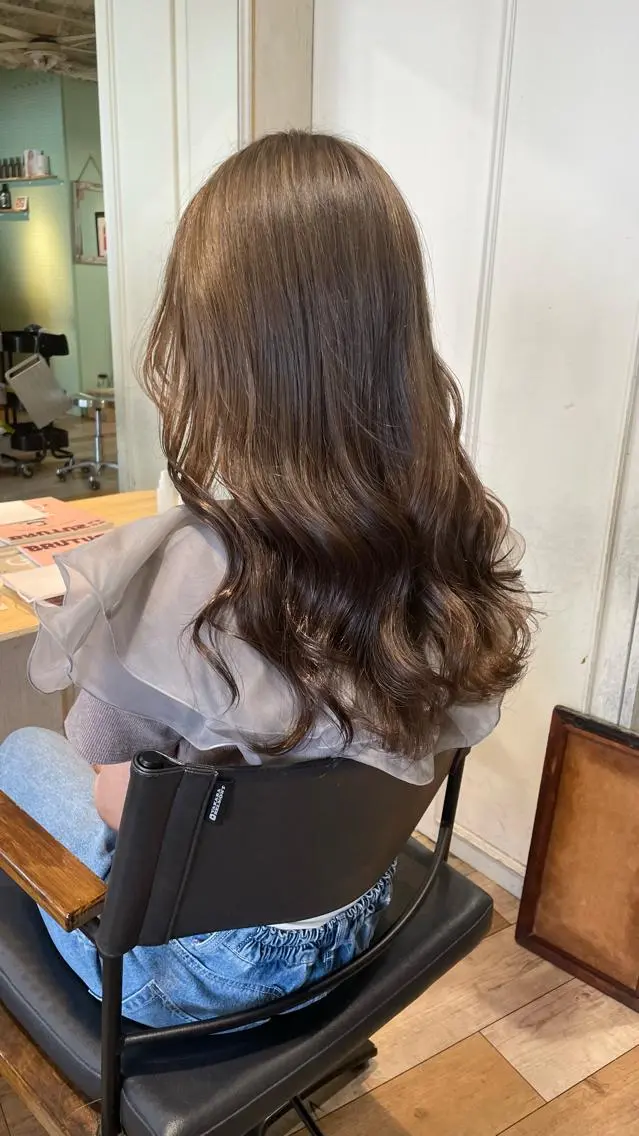 ロング カラー パーマ ヘアアレンジ ベージュカラー 黒髪 ブリーチ ブルーカラー ブルーブラック 🌿丁寧なカウンセリ ング/Naoki🌿のヘアスタイル