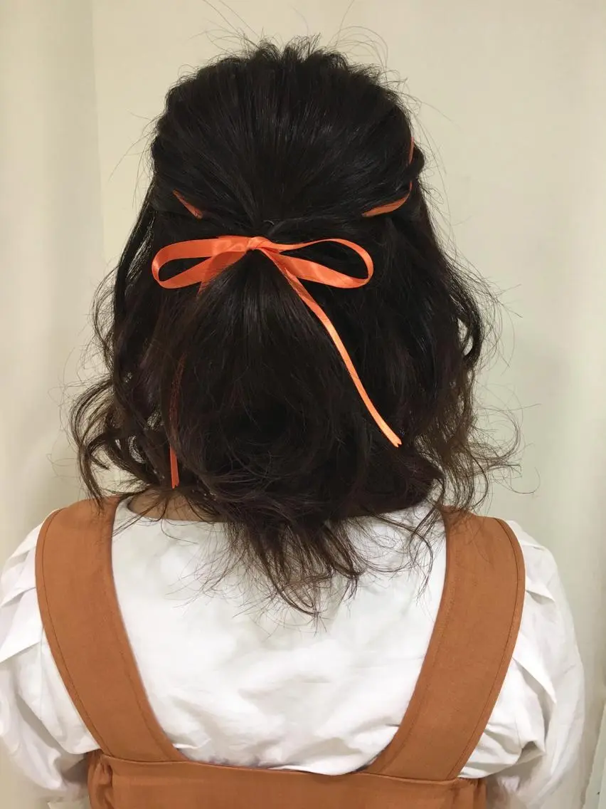 ミディアム カラー ヘアアレンジ きむえり/髪質改善 /うねり広がり改善のヘアスタイル