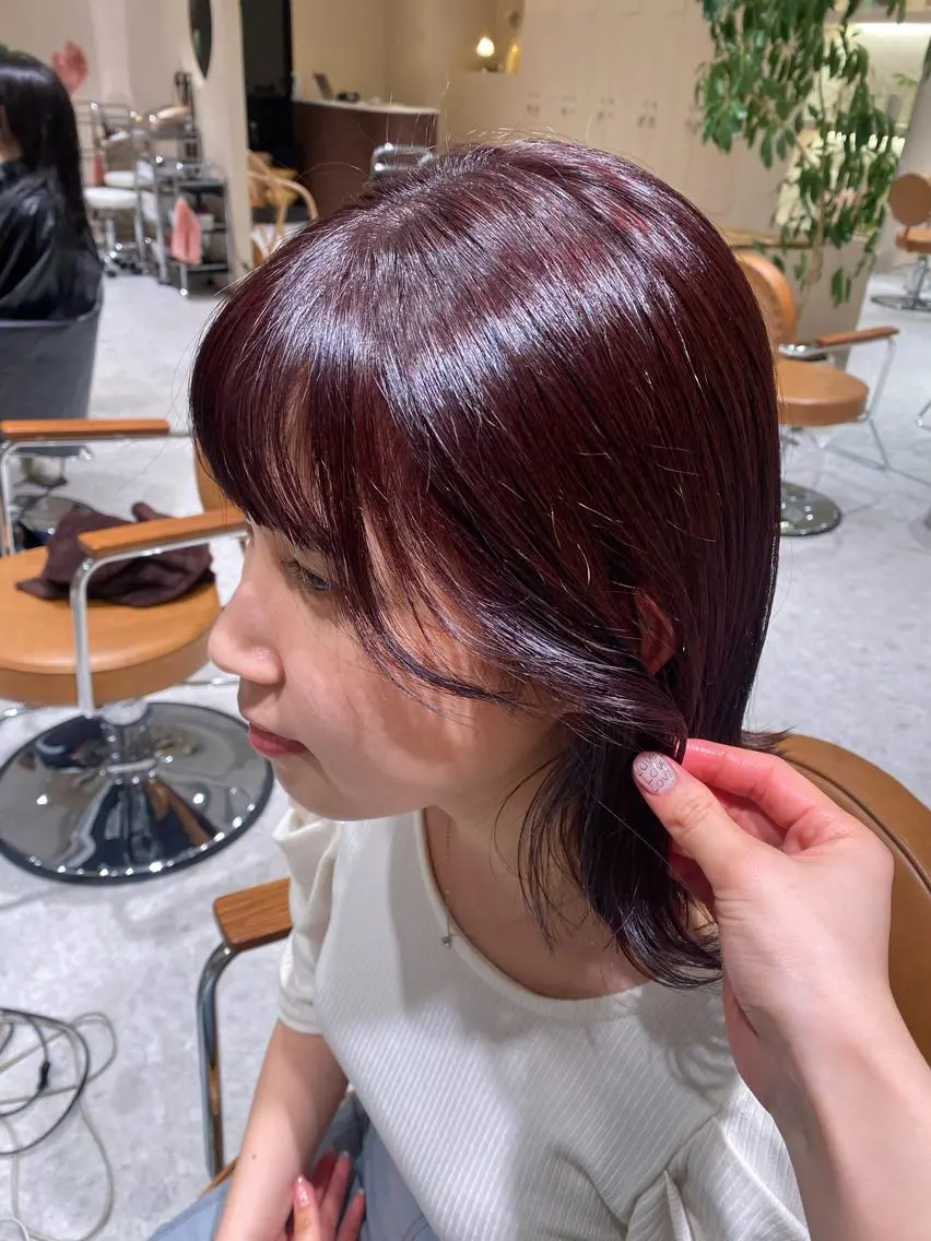 ミディアム ラベンダーブラウン ピンクブラウン ピンクラベンダー ヘアカラー トリートメント Marina/表参道 /ヘアセット/暖色のヘアスタイル