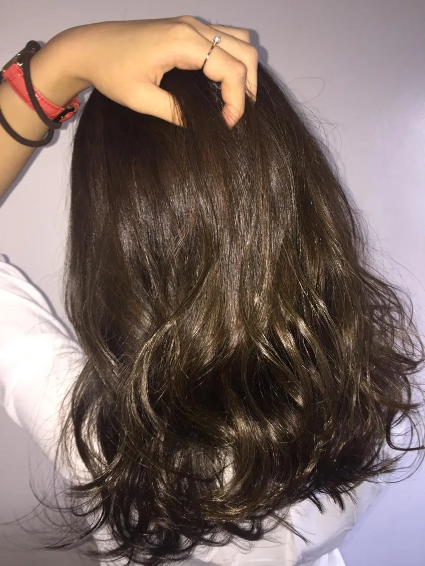 ミディアム セミロング ロング カラー パーマ グレージュ カーキグレージュ 若杉 諒のヘアスタイル
