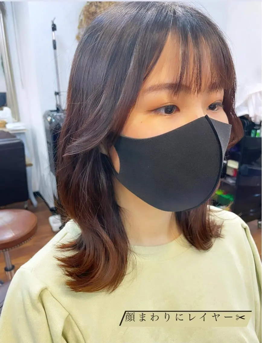 ミディアム くびれヘア レイヤーカット レイヤーカット、 大人可愛い　中村美羅のヘアスタイル
