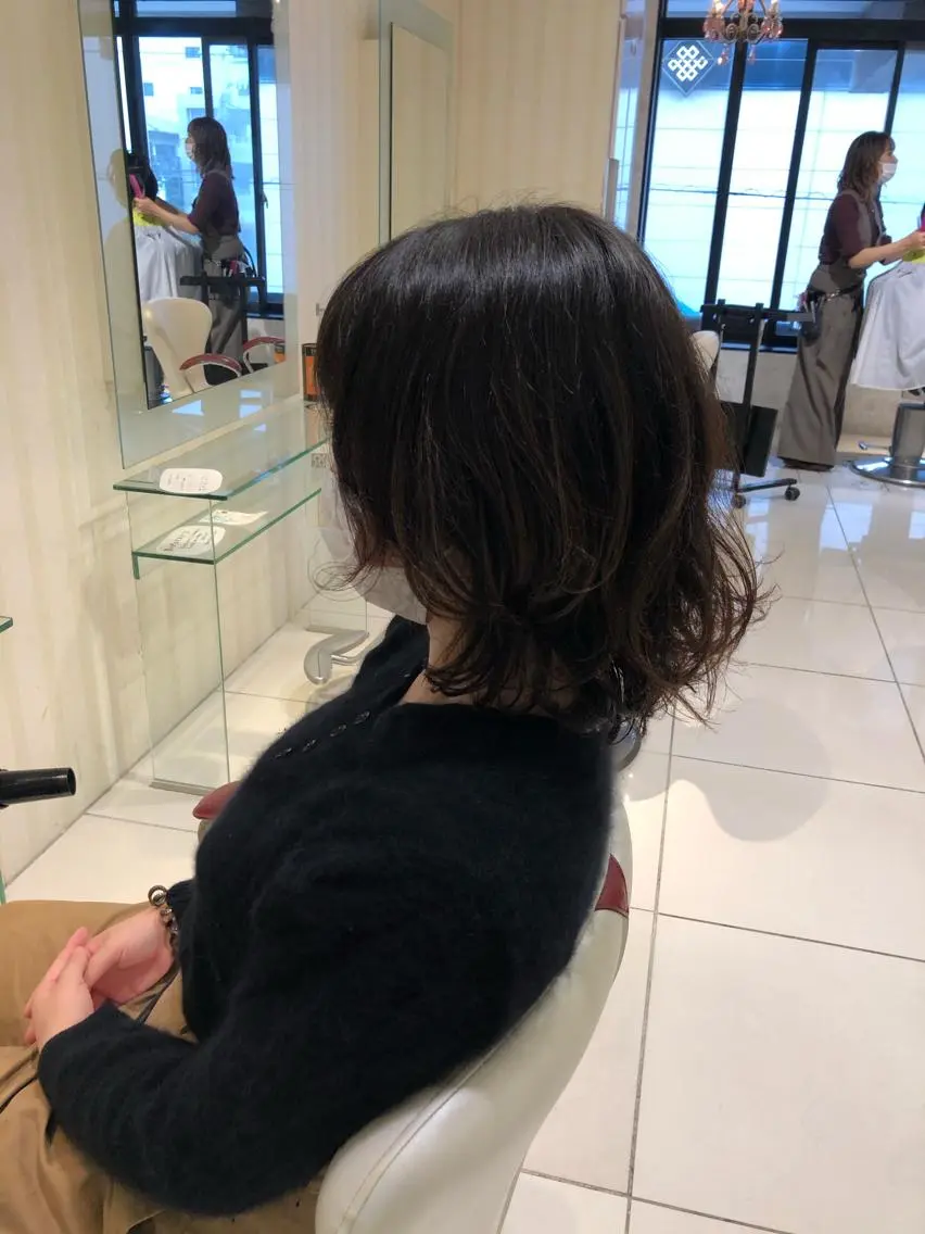 ミディアム カラー パーマ レイヤーカット ✨髪質改善ストレート ×ミニボブ✨萩原 翼のヘアスタイル