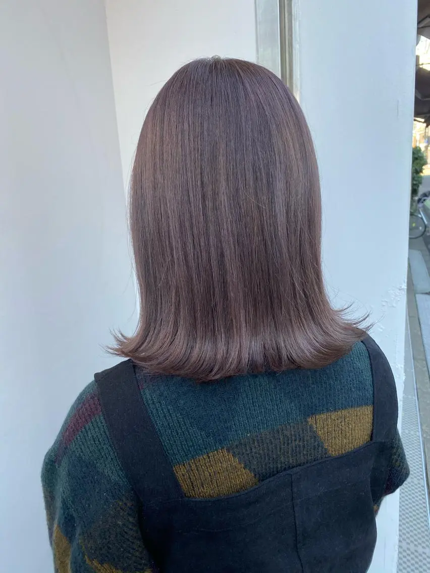 ミディアム カラー ベージュカラー ブリーチ ラベンダーカラー ラベンダーピンク ブリーチなしカラー ヘアカラー 中目黒🌼 🌼ハナのヘアスタイル