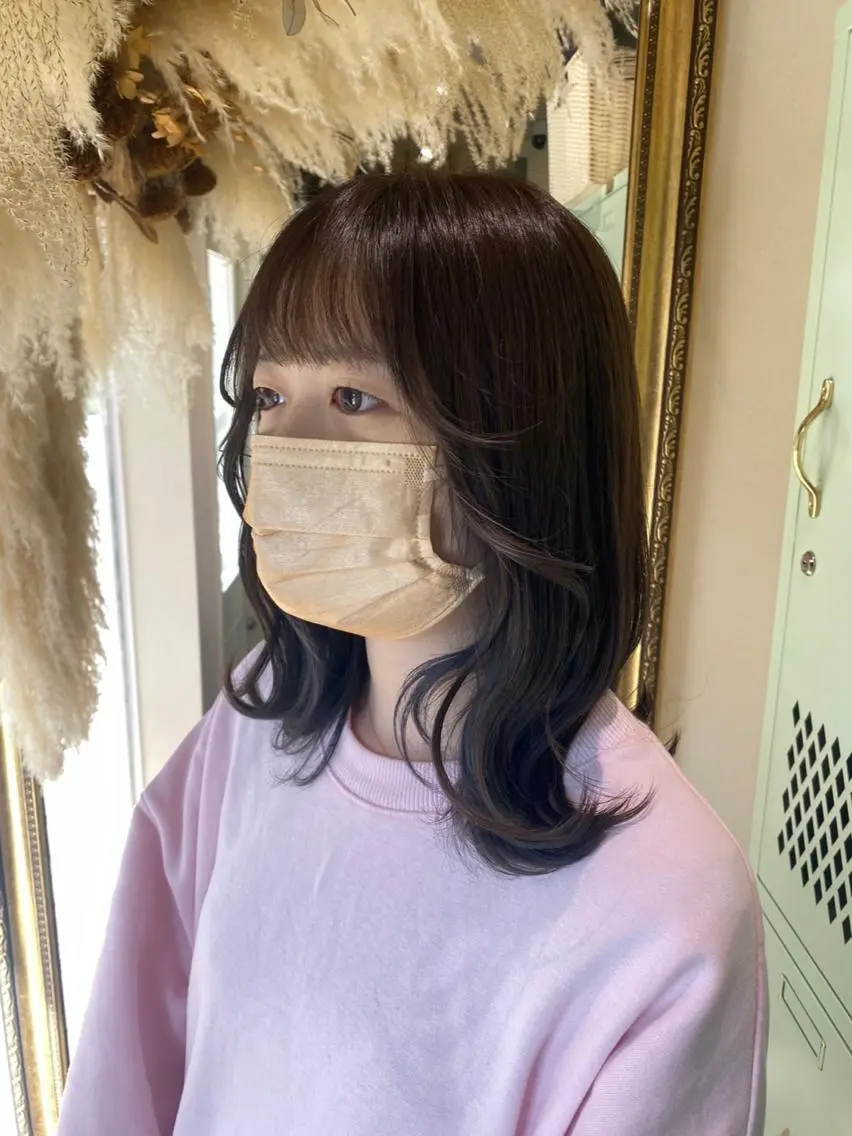 ミディアム カラー カット ヘアカラー トリートメント 透明感カラー/韓国 ヘア🩶yuri🩵のヘアスタイル