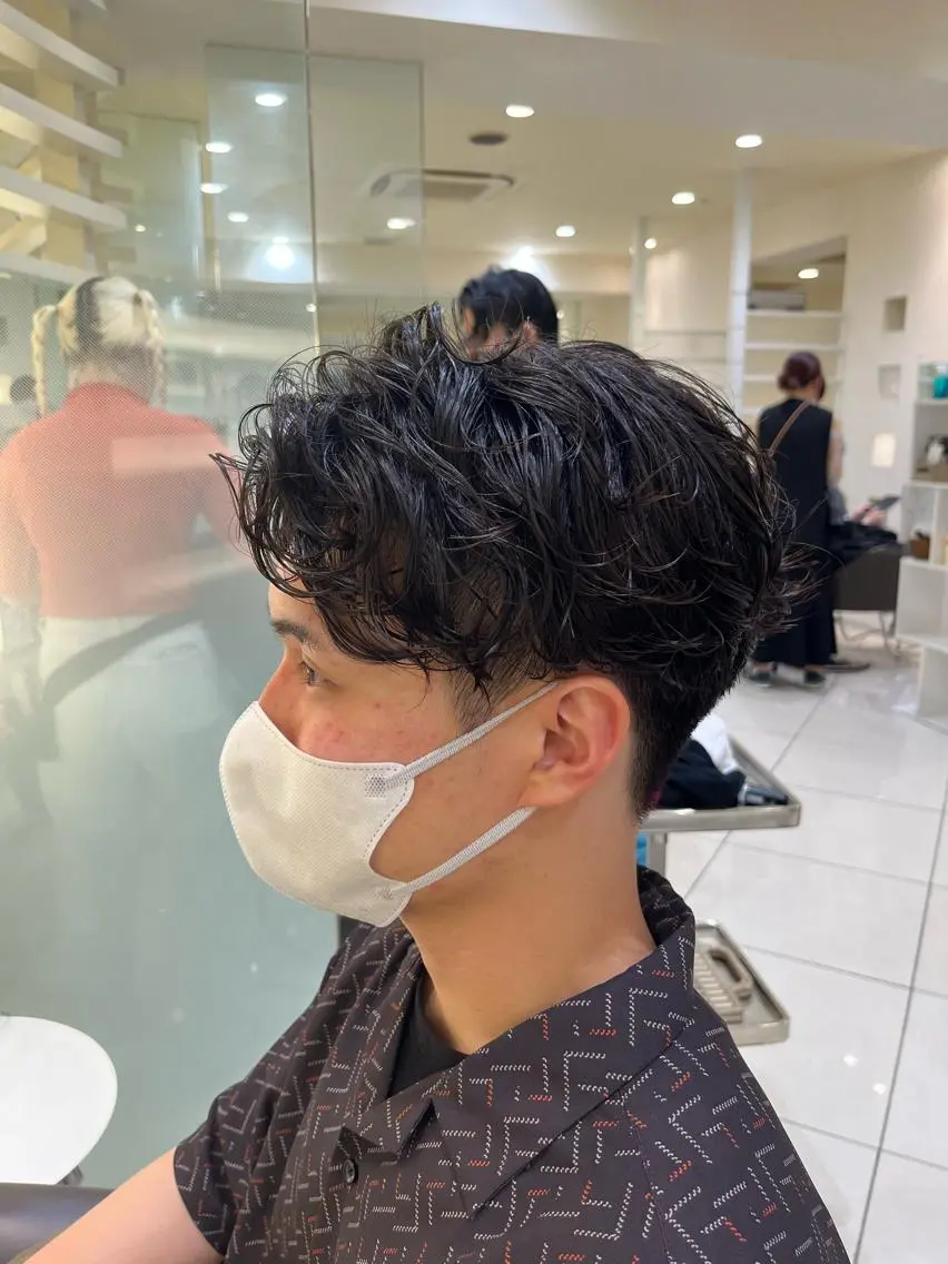 パーマ メンズ カット パーマ 銀座メンズ専門🖤 叶奈々のヘアスタイル