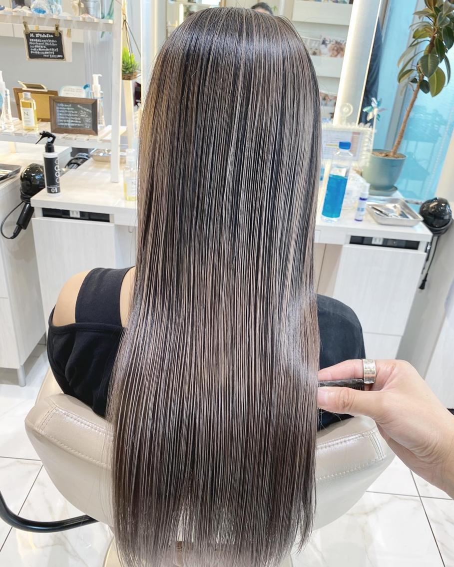 ロング パーマ 髪質改善 ストレートパーマ 縮毛矯正 髪質改善/縮毛矯正 /カラー/篠塚菜々子のヘアスタイル