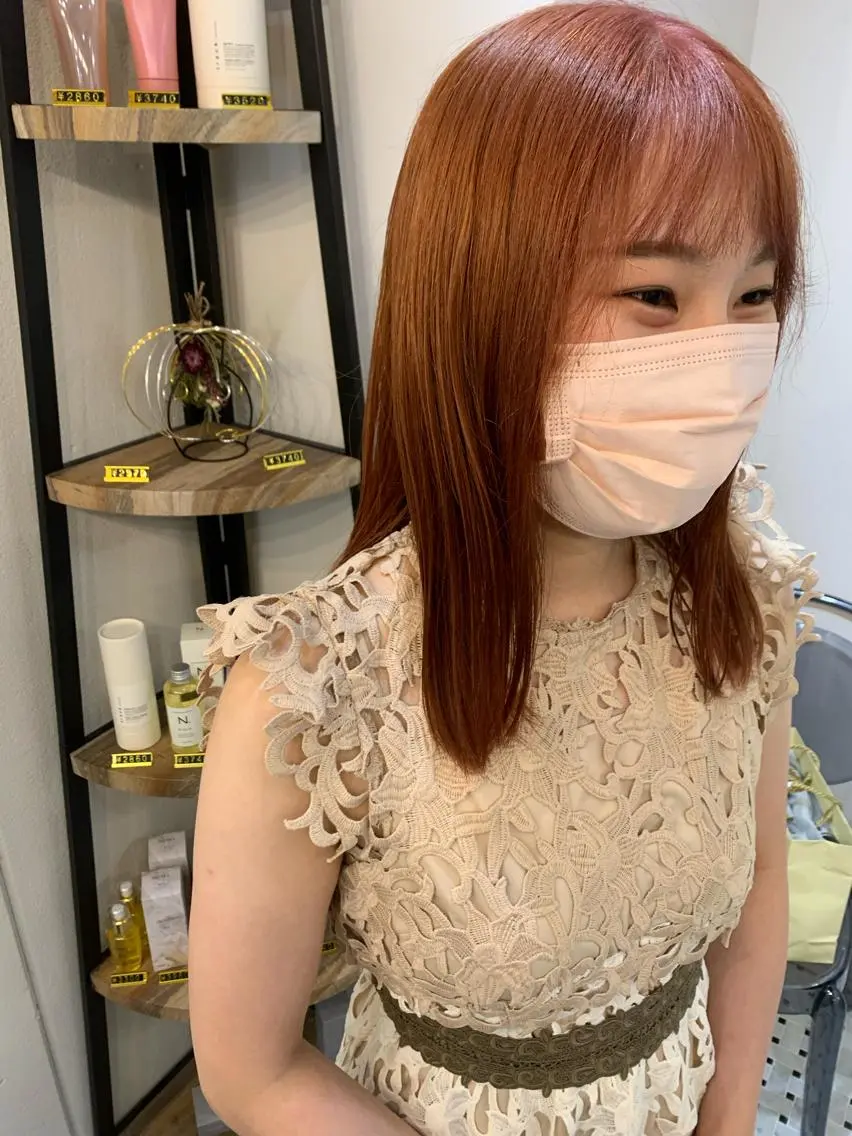 ロング カラー ブラウンカラー オレンジ 中沢梨々花 🎀透明感カラーのヘアスタイル