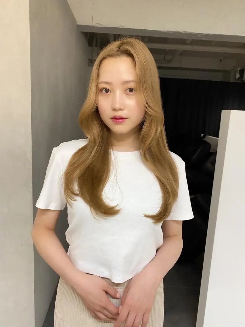 セミロング カラー パーマ セミロングパーマ ベージュカラー ブリーチ ミルクティーベージュ レイヤーカットのプロ 大人ヘア宮森貴志のヘアスタイル