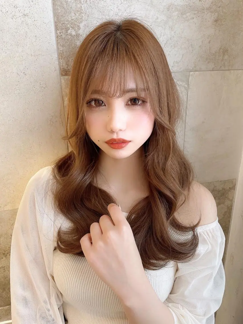 セミロング カラー ベージュカラー 黒髪 ブリーチ ブルーカラー ブルーブラック 木屋元一/透明感 /前髪/レイヤーのヘアスタイル