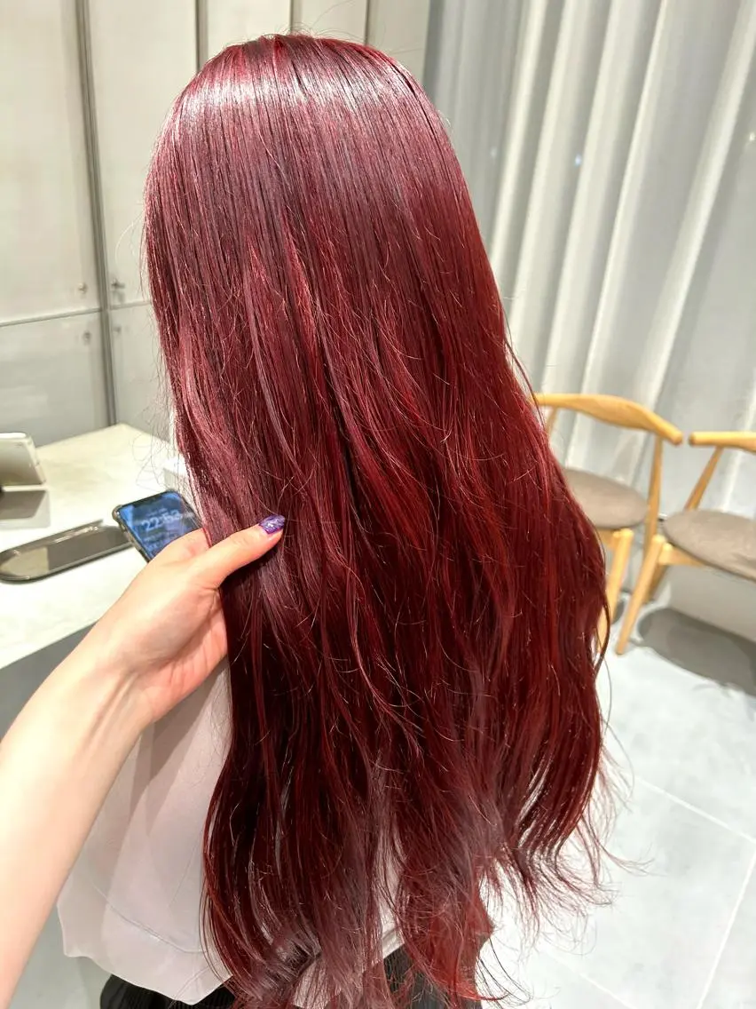 ロング カラー ブリーチ ケアブリーチ レッドカラー ヘアカラー トリートメント ヘアセット 垢抜け/レイヤー /艶カラー🪼風香のヘアスタイル