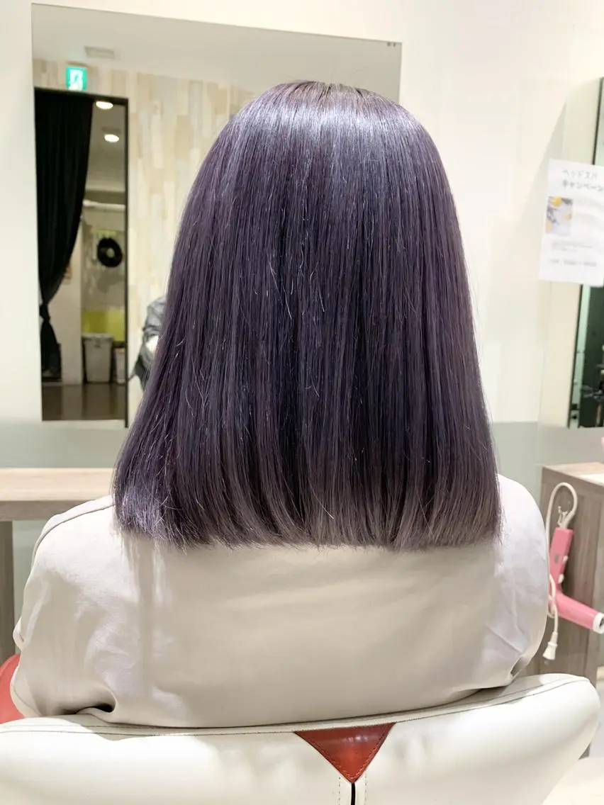 ミディアム ミストバング ハイライト ヘアカラー 片山 果美のヘアスタイル