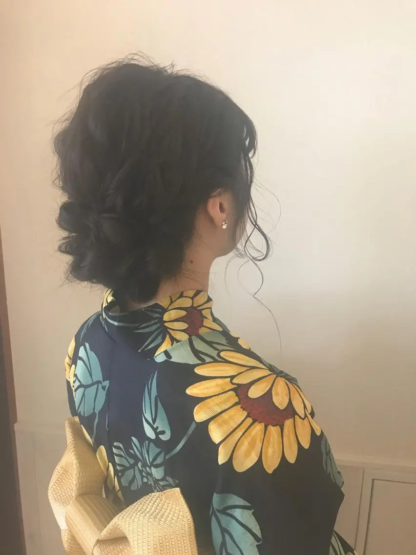 セミロング ヘアアレンジ 浴衣 清水 ちひろ ✄トップスタイリストのヘアスタイル