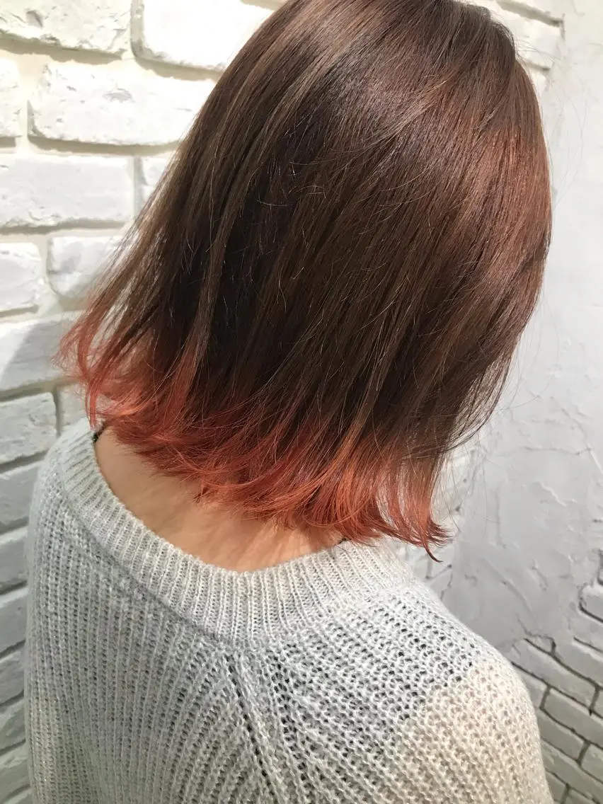 ミディアム カラー グラデーションカラー オレンジ トリートメント レイヤーカット🪽 MARINA🦩のヘアスタイル