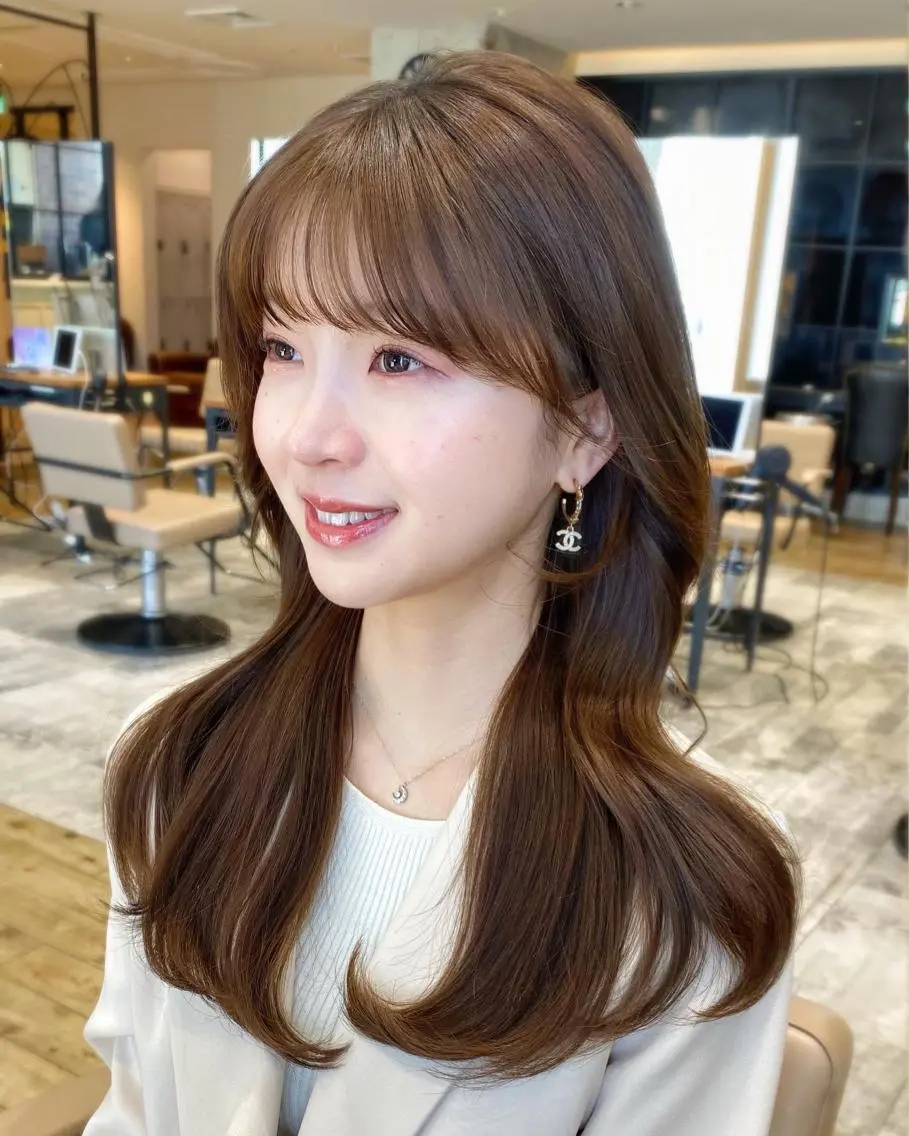 ロング カラー カット トリートメント 顔まわりカット🌟 くびれヘア/寺門遥輝のヘアスタイル
