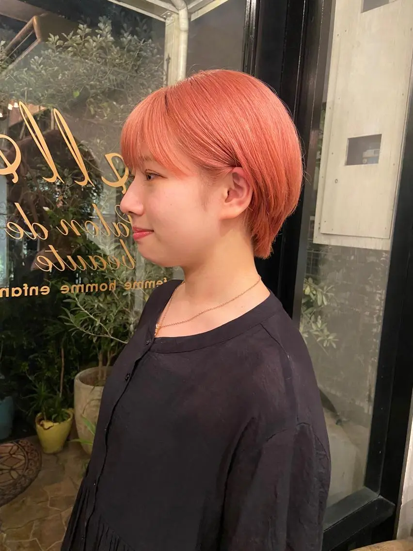 カラー ハイトーンカラー オレンジ ピンクカラー ダメージレス美容師 🌱水島侑理のヘアスタイル