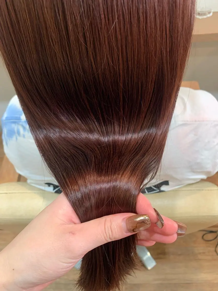 ロング カラー ブラウンカラー レッドカラー レッドブラウン トリートメント あべ ゆうかのヘアスタイル
