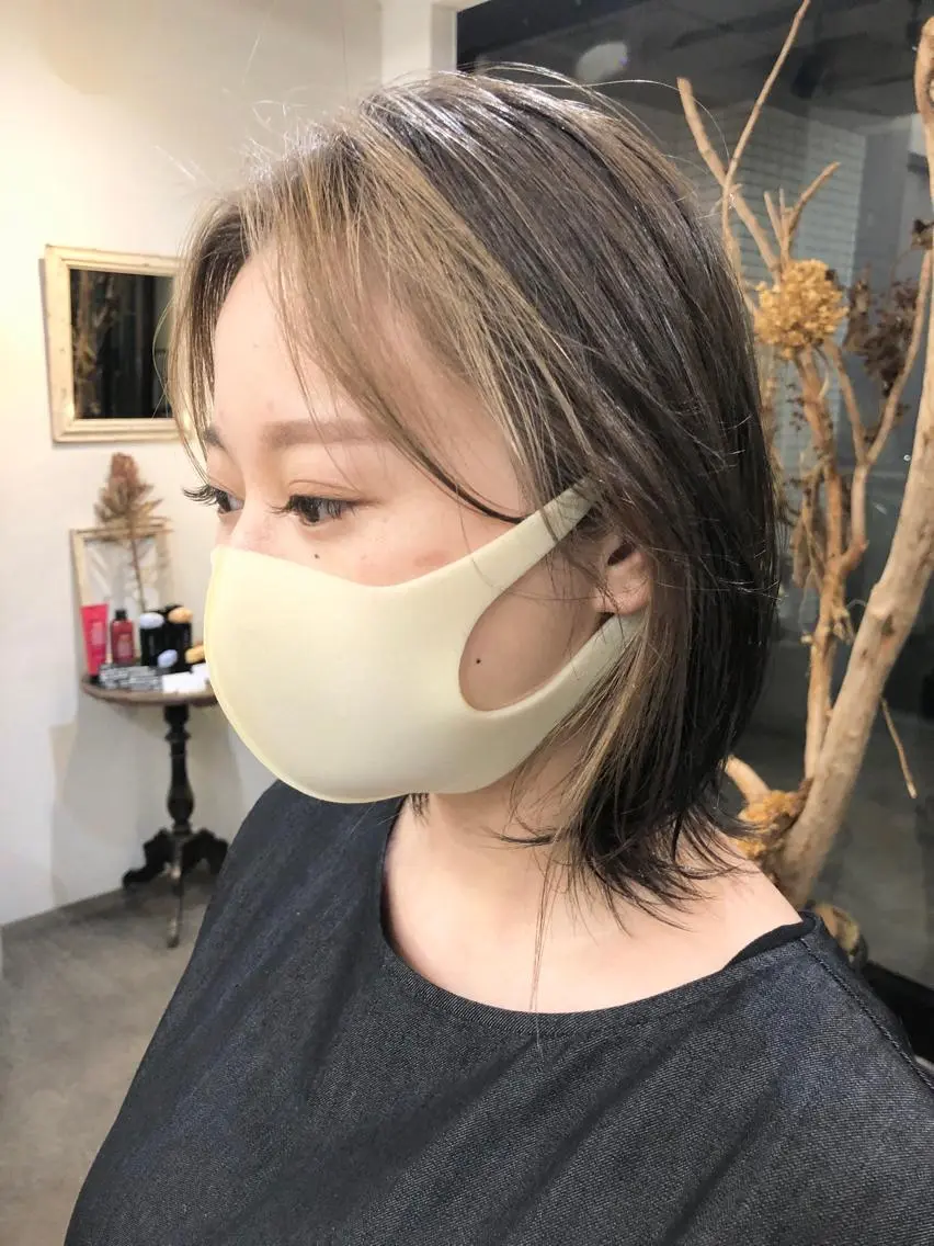 ショート カラー ブリーチ デザインカラー 顔周りカット カット ヘアカラー 千葉 郁也のヘアスタイル