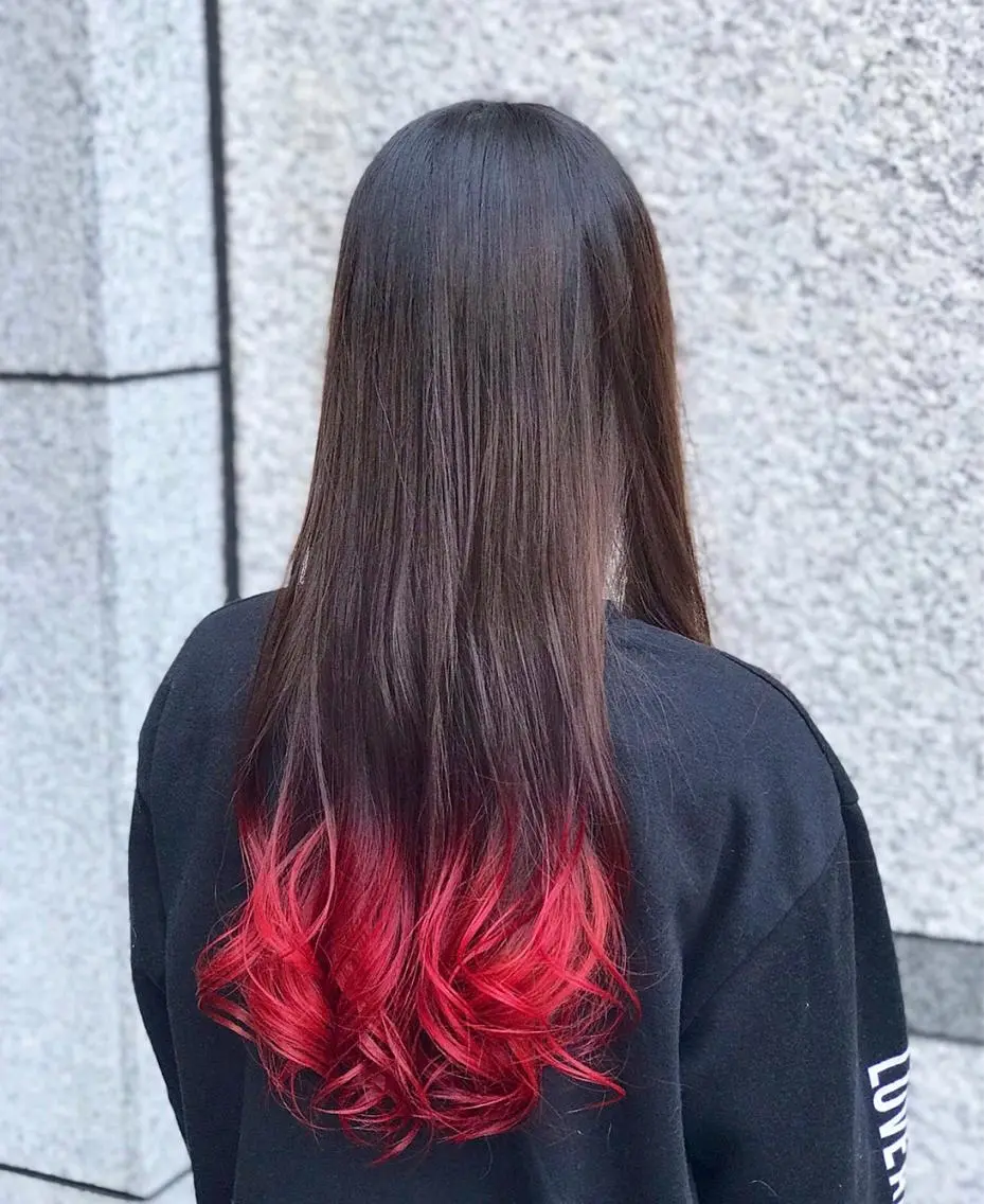 ロング カラー ブリーチ ダブルカラー グラデーションカラー レッドカラー カット ヘアカラー トリートメント カラー特化美容師 サトウリュウマのヘアスタイル